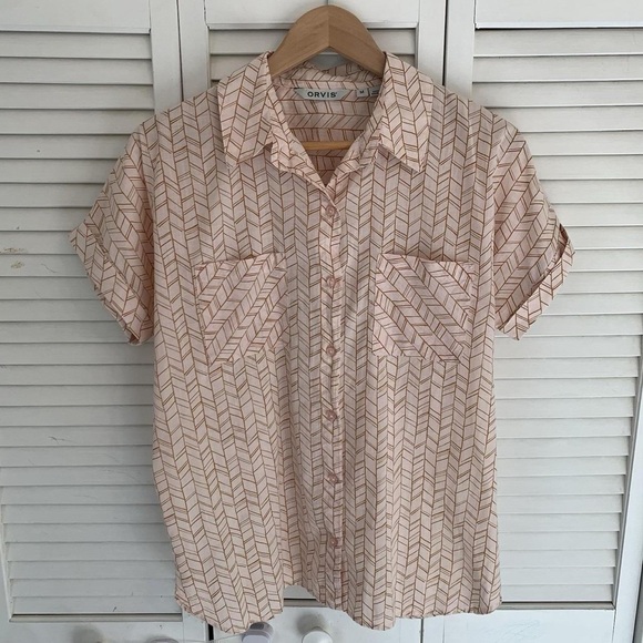 Orvis Tops - Orvis Peach Chevron Camisole Top